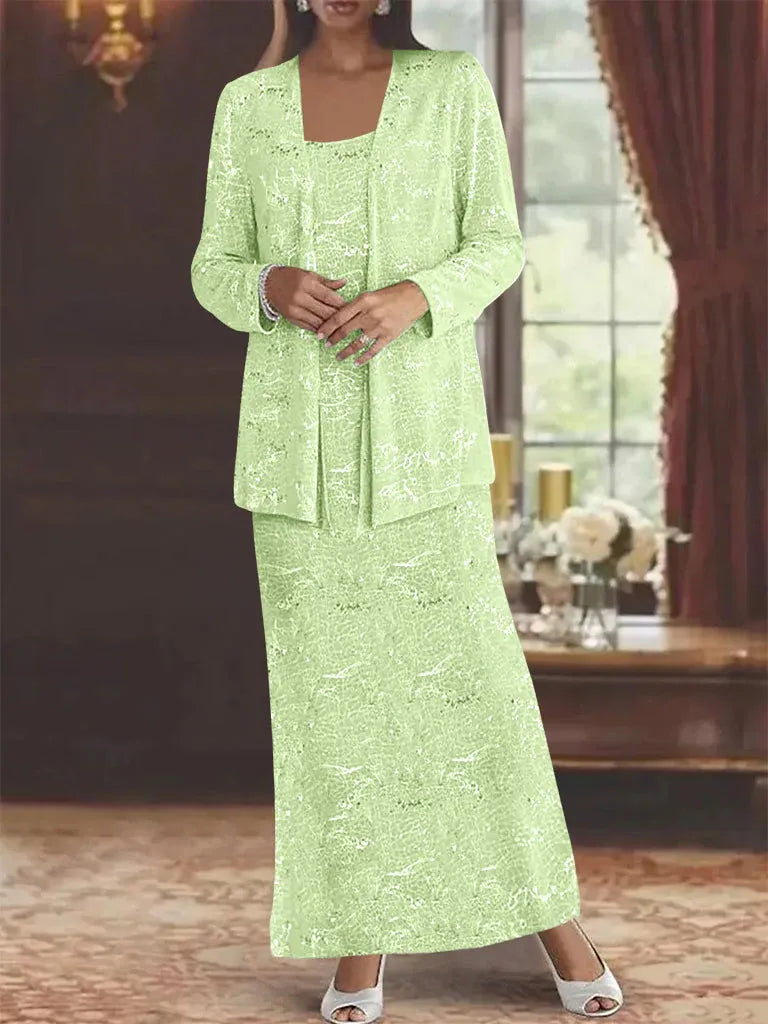 Chiffon-Brautmutterkleider mit Pailletten und Jacke