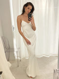 V‑Neck Minimalist Satin Slip‑Style Mermaid Bridal Dress