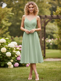 V Neck Short Chiffon Bridesmaid Dress