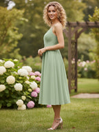 V Neck Short Chiffon Bridesmaid Dress