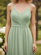 V Neck Short Chiffon Bridesmaid Dress