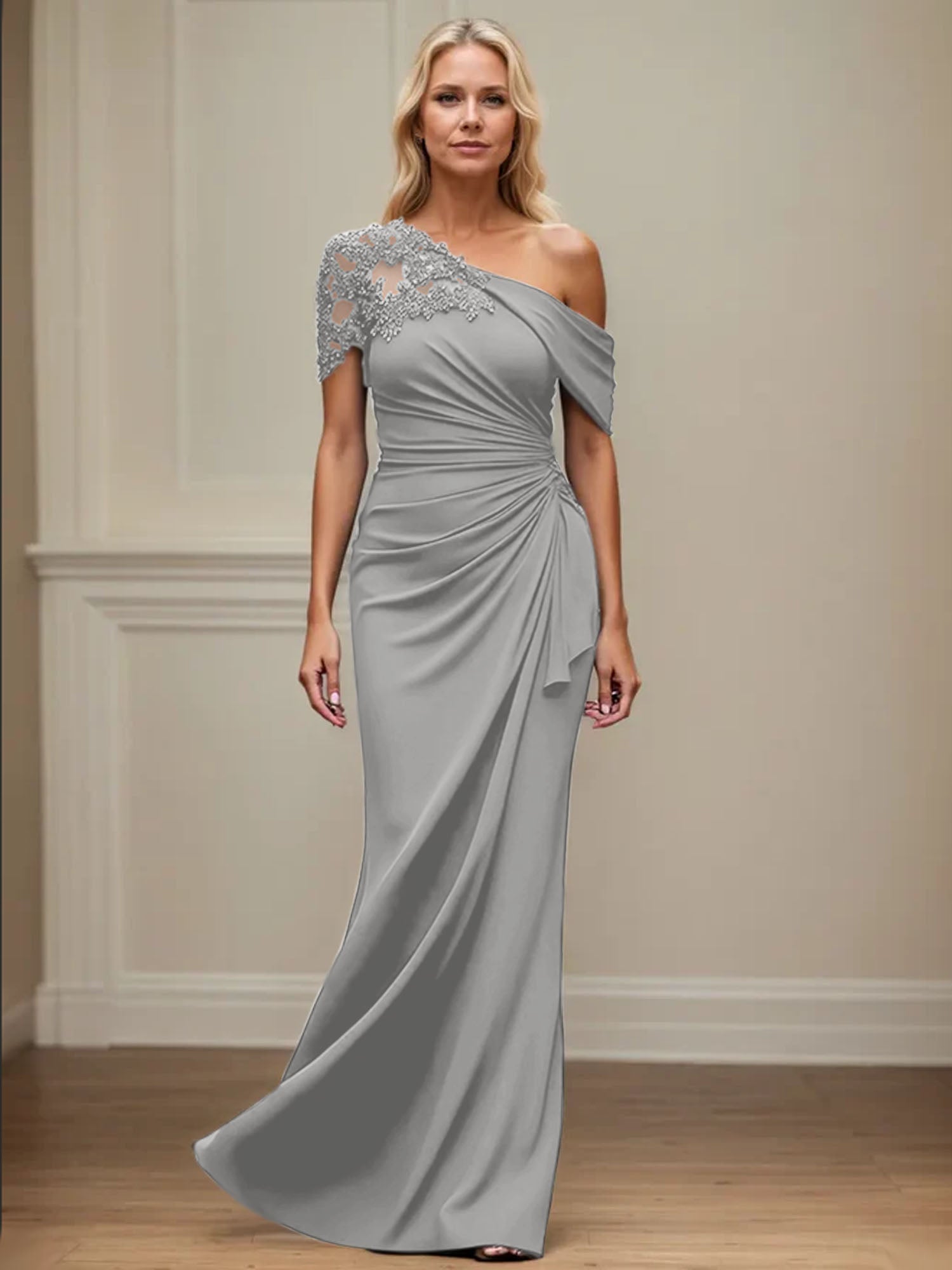 Trumpet/Meerjungfrau Mutter-der-Braut-Kleid mit asymmetrischem Schnitt und Applikationen