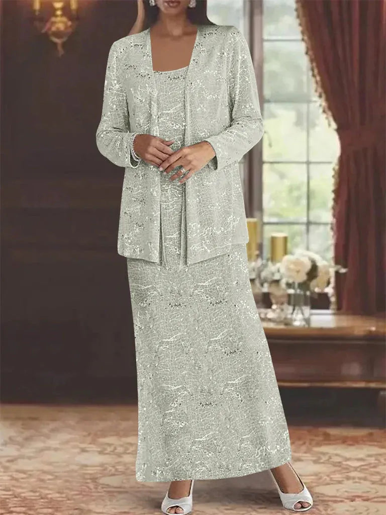 Chiffon-Brautmutterkleider mit Pailletten und Jacke