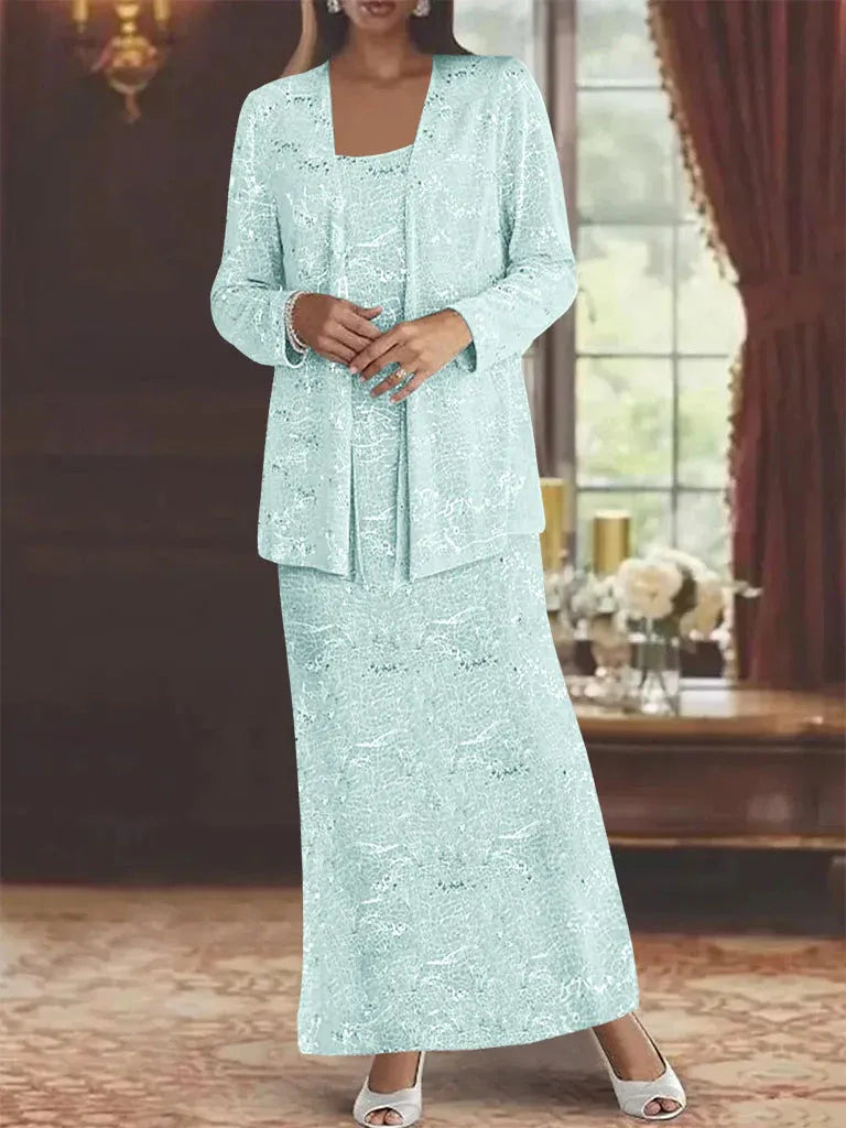 Chiffon-Brautmutterkleider mit Pailletten und Jacke