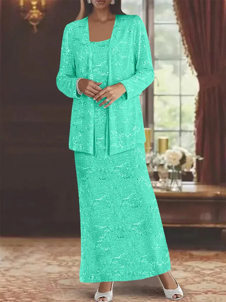 Chiffon-Brautmutterkleider mit Pailletten und Jacke