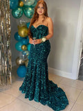 Vestito da ballo scintillante senza spalline a cuore con paillettes a sirena
