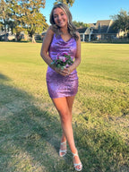 Sparkly Purple Spaghetti Straps Homecoming Dresses To Impress