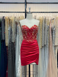 Sparkly Red Sequins Sweetheart Bodycon Homecoming Dress