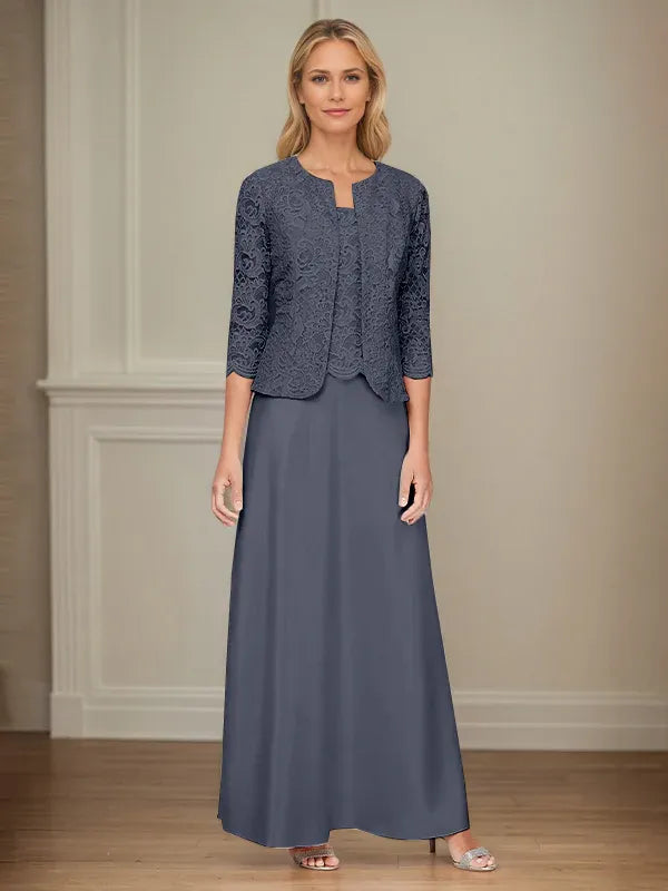 Glitzer Spitzen- & Satinrock Jackenkleid mit offener Jacke