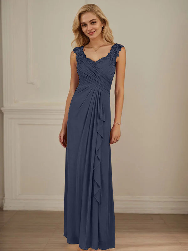 Champagner A-Linien Herzausschnitt Falten Mesh Kleid