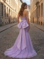Red Strapless Mermaid Sequin Corset Ruched Long Prom Dress