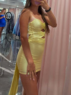 Strapless Sleeveless Tight Homecoming Dress wtih Keyhole