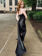 Green Mermaid Spaghetti Straps Bodice Long Prom Dress with Beads