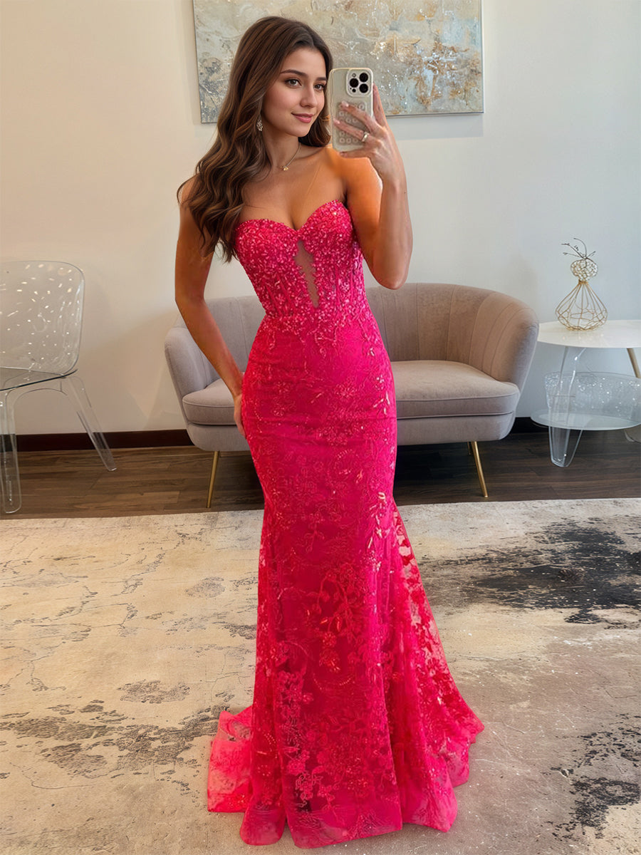 Sweetheart trägerlos Empire-Spitzen Meerjungfrau langes Ballkleid