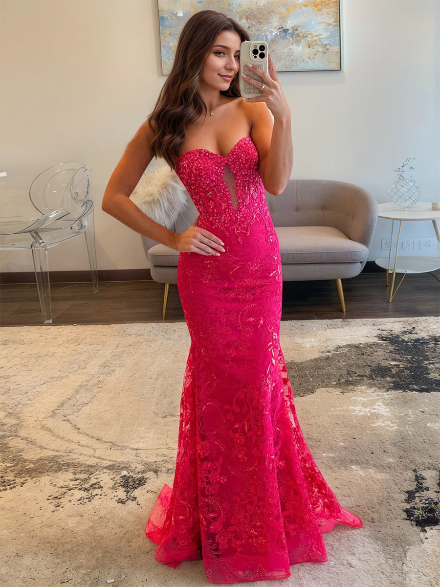 Sweetheart trägerlos Empire-Spitzen Meerjungfrau langes Ballkleid