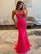 Sweetheart trägerlos Empire-Spitzen Meerjungfrau langes Ballkleid