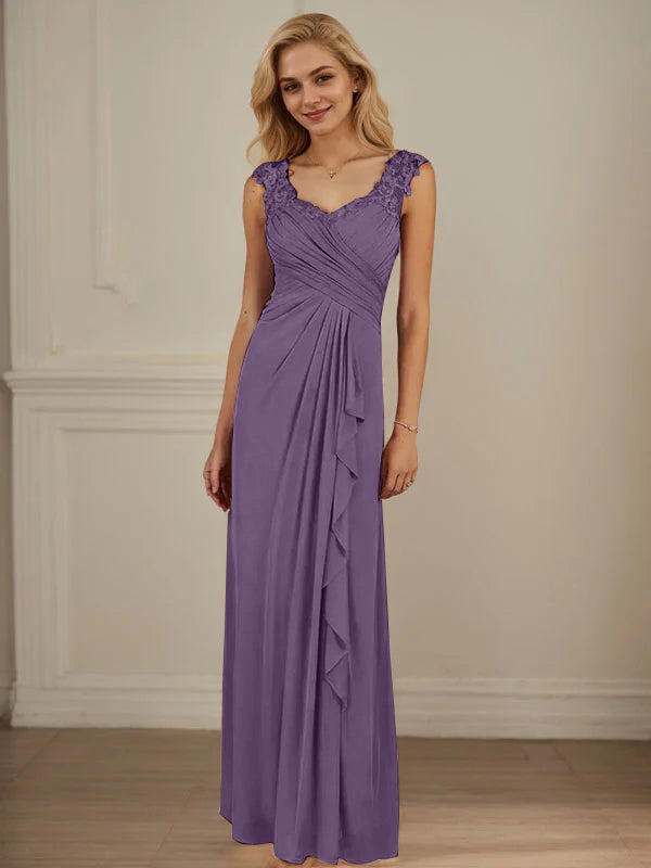 Champagner A-Linien Herzausschnitt Falten Mesh Kleid