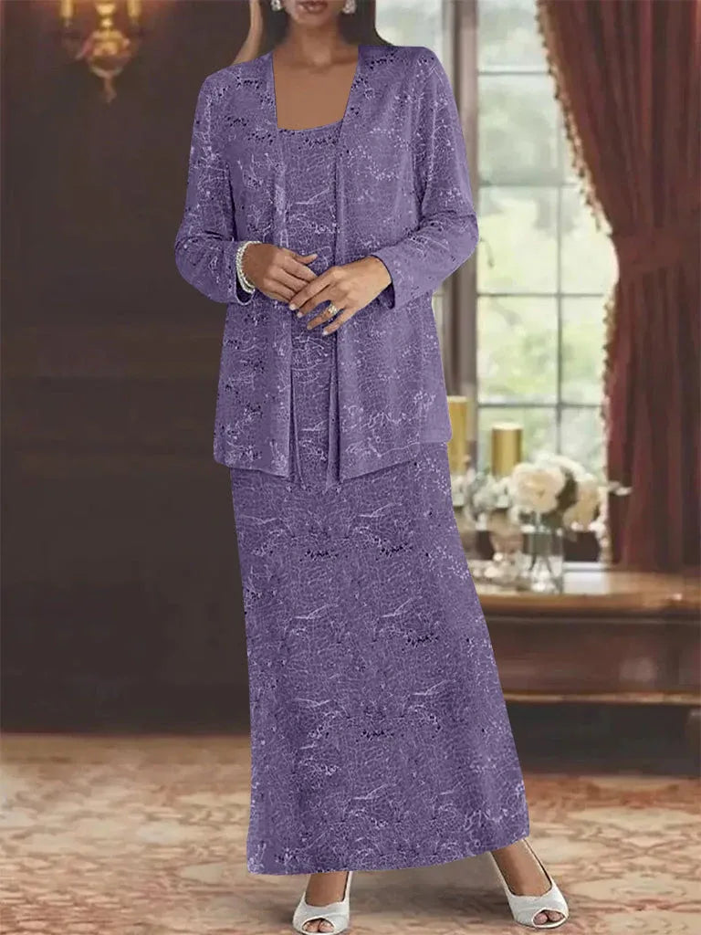 Chiffon-Brautmutterkleider mit Pailletten und Jacke
