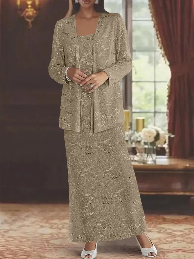 Chiffon-Brautmutterkleider mit Pailletten und Jacke