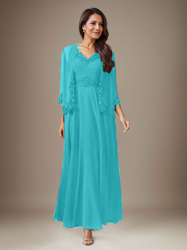 Pflaume A-Linie Pailletten Chiffon Kleid