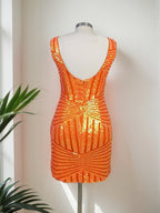 V-Neck Sequins Mesh Sleeveless Short Homecoming Dress