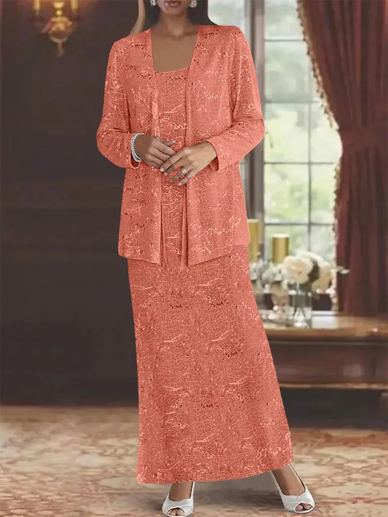 Chiffon-Brautmutterkleider mit Pailletten und Jacke