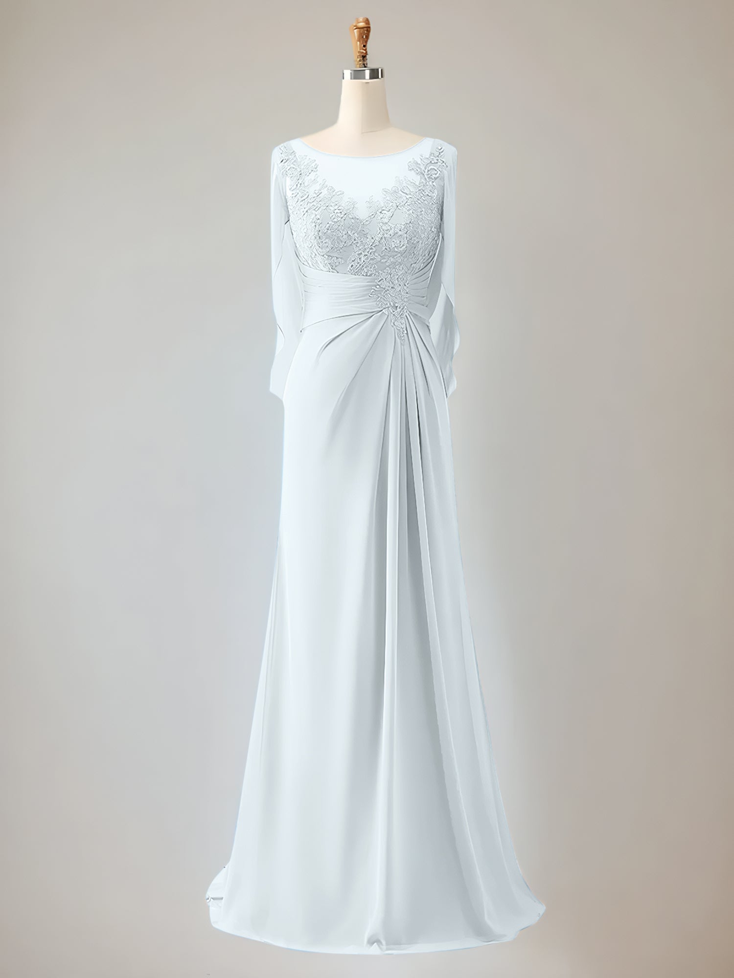 Trumpet/Mermaid Chiffon-Mutter-der-Braut-Kleid mit Rundhalsausschnitt, 1/2-Ärmeln und Perlenbesatz