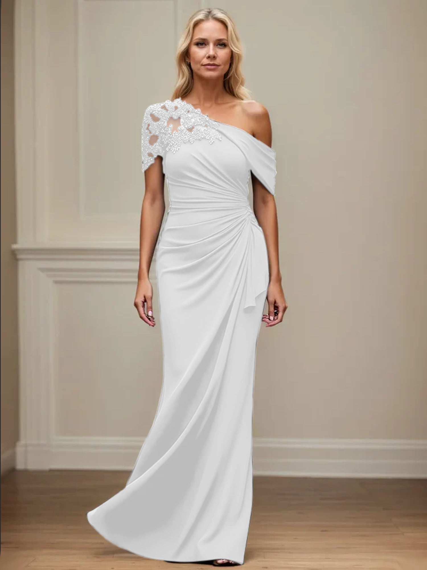 Trumpet/Meerjungfrau Mutter-der-Braut-Kleid mit asymmetrischem Schnitt und Applikationen