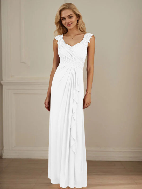 Champagner A-Linien Herzausschnitt Falten Mesh Kleid