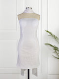 White Strapless Sequins Short Homecoming Dress