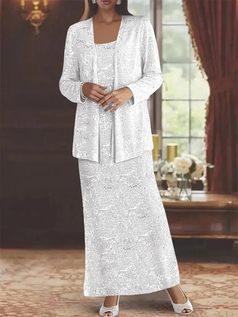 Chiffon-Brautmutterkleider mit Pailletten und Jacke