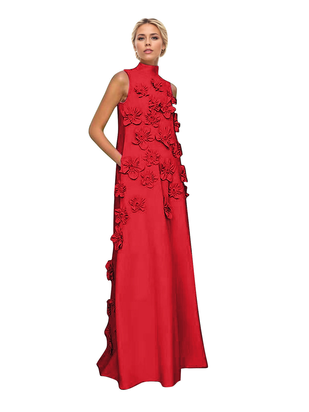 Vestido Longo Hank com Aplicação de Flores