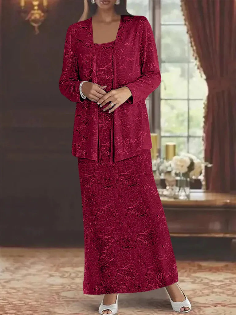 Chiffon-Brautmutterkleider mit Pailletten und Jacke