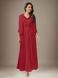 Plum A-Line Sequins Chiffon Dress