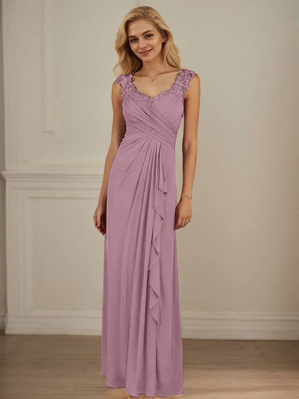 Champagner A-Linien Herzausschnitt Falten Mesh Kleid