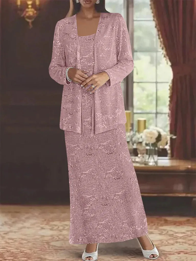Chiffon-Brautmutterkleider mit Pailletten und Jacke