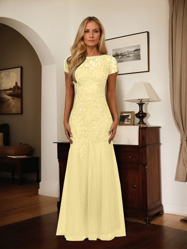 Dark Navy Mermaid Scoop Sequins Tulle Dress