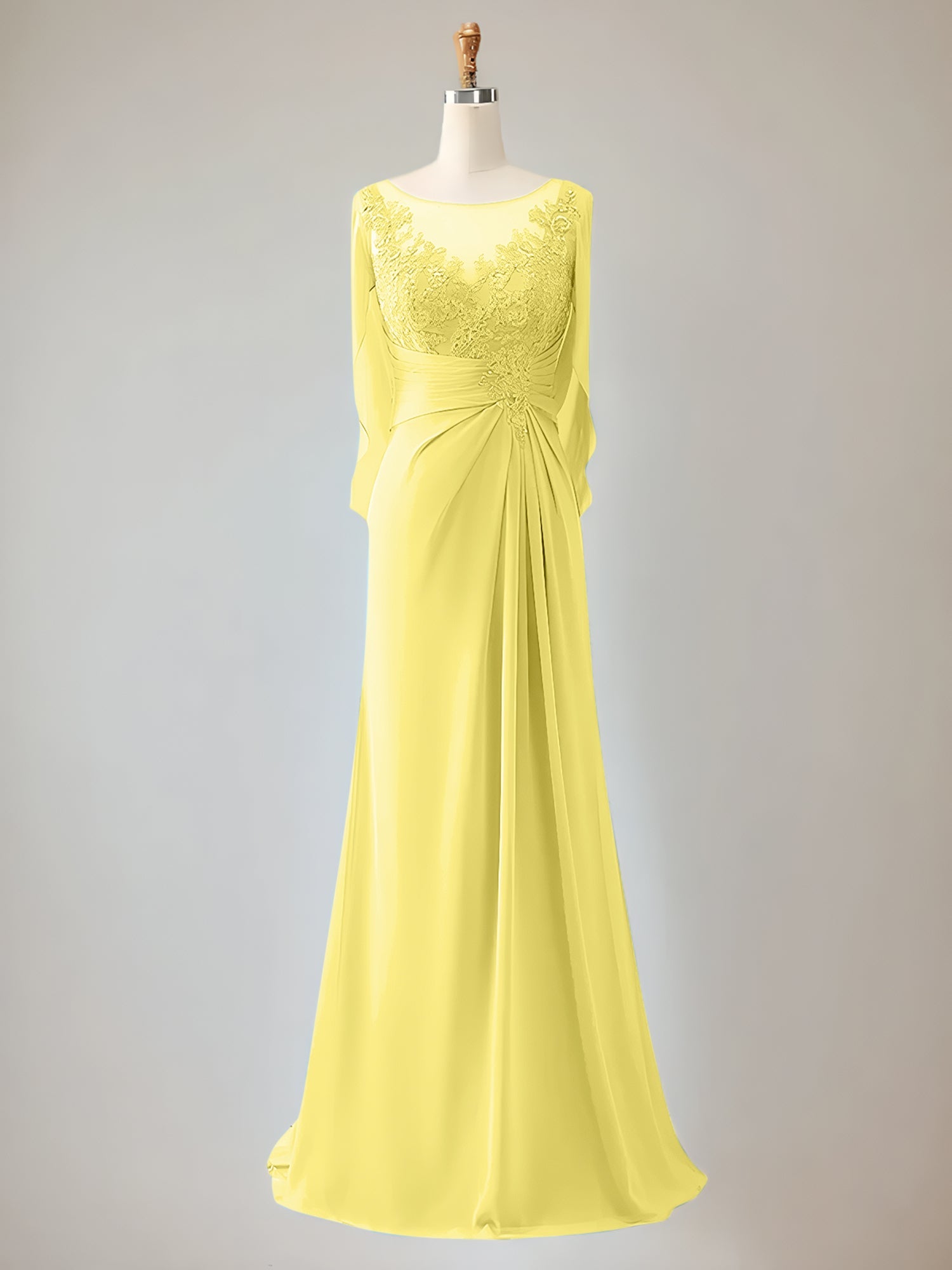 Trumpet/Mermaid Chiffon-Mutter-der-Braut-Kleid mit Rundhalsausschnitt, 1/2-Ärmeln und Perlenbesatz
