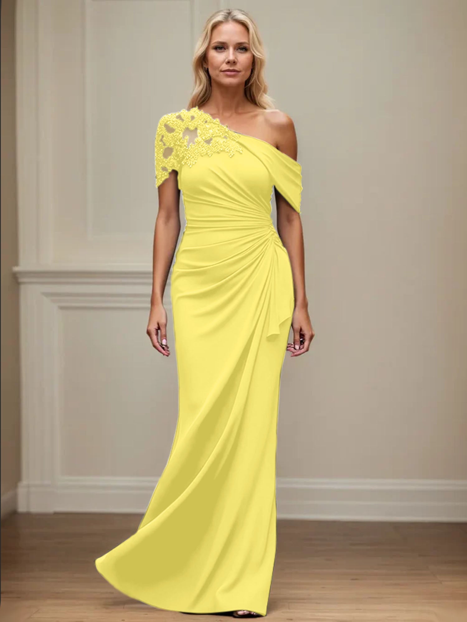 Trumpet/Meerjungfrau Mutter-der-Braut-Kleid mit asymmetrischem Schnitt und Applikationen