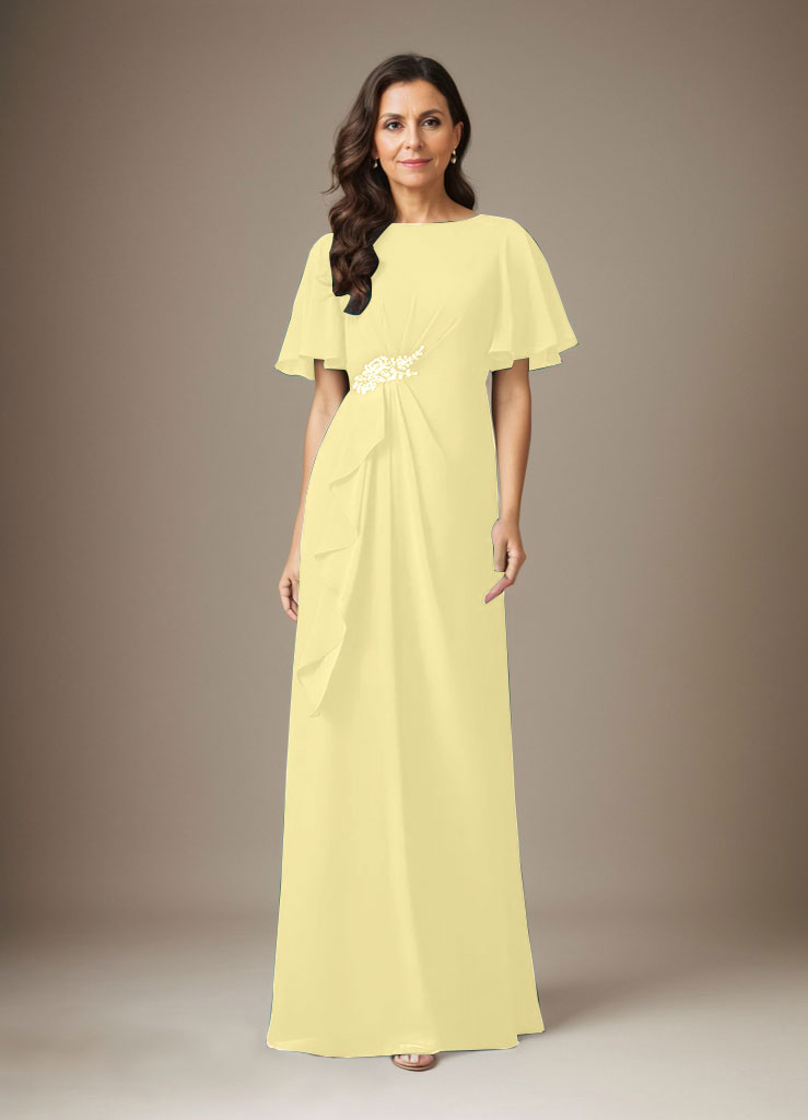 Dunkelmarineblaues Etuikleid mit Perlenbesatz aus Chiffon