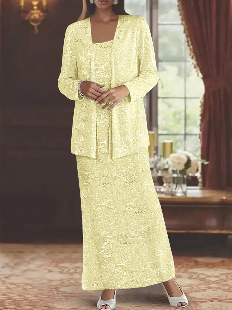 Chiffon-Brautmutterkleider mit Pailletten und Jacke