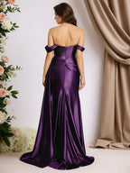 Trumpet-/Meerjungfrauen-Stil, schulterfreies, ärmelloses, bodenlanges Kleid