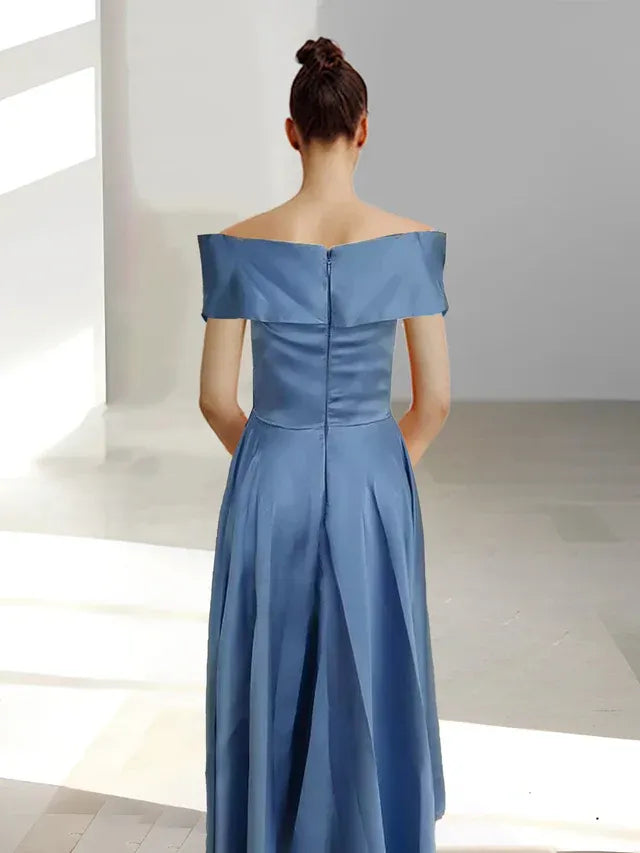 A-Linie/Prinzessin Schulterfreies Ärmelloses Knöchellanges Kleid der Brautmutter mit Taschen