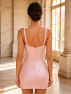 Sweetheart Pearl Embellished Corset Bodycon Short Homecoming Dress