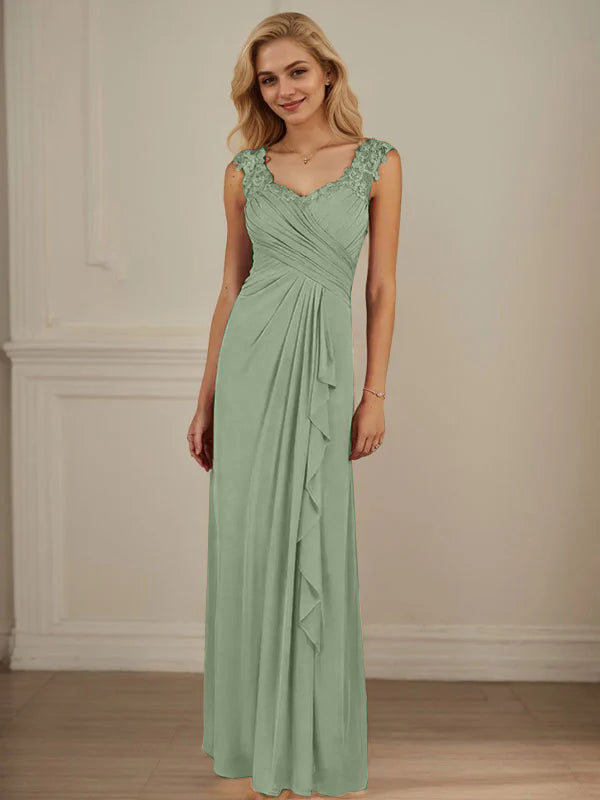 Champagner A-Linien Herzausschnitt Falten Mesh Kleid