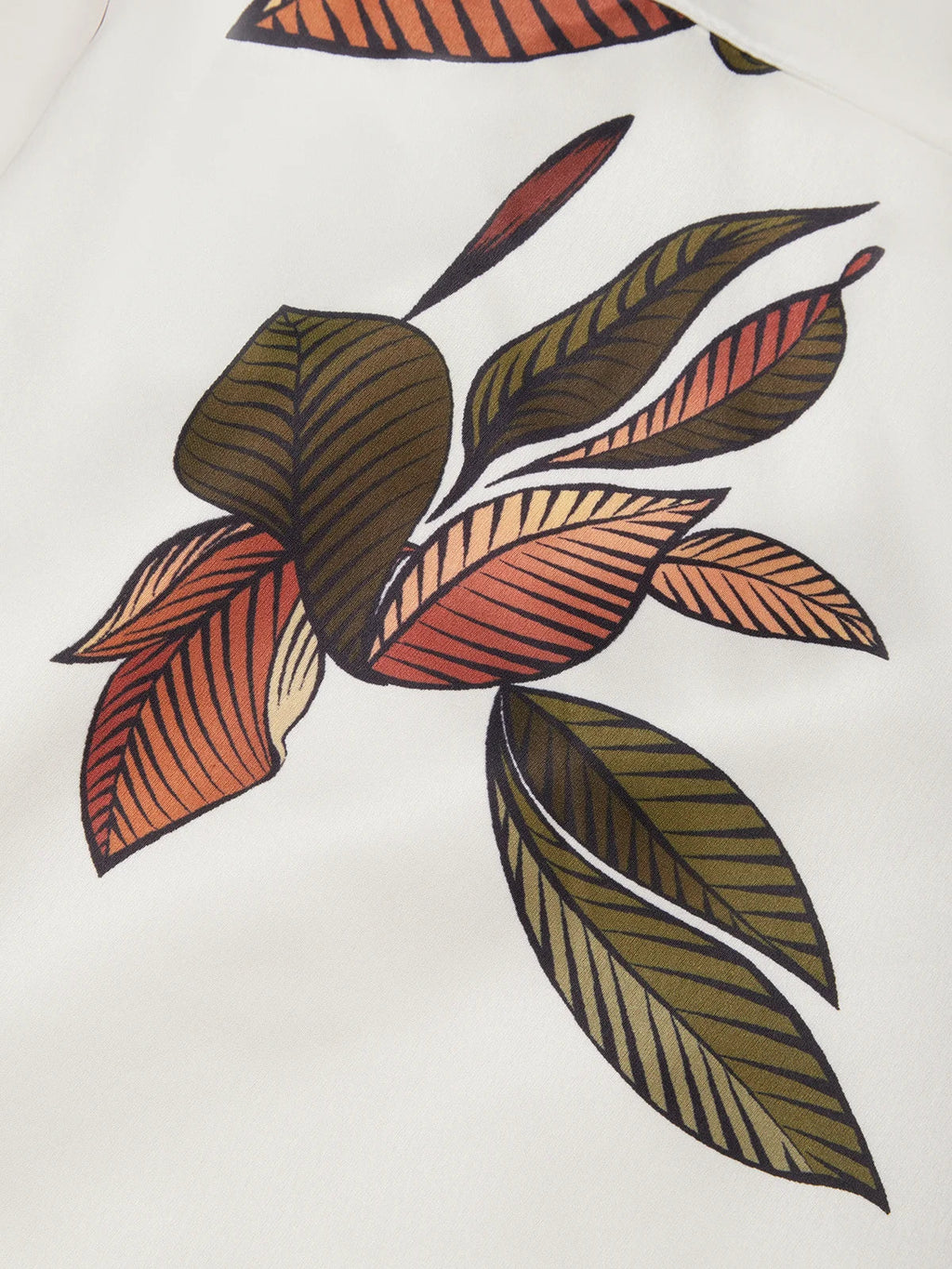 Weißes Blatt Kurzarm Satin Wickel-Etuikleid Midi