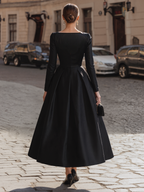 Fitted Bodice Black Gown With Volume