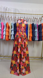 Robe mère de la mariée en ligne A à col en V avec motif floral