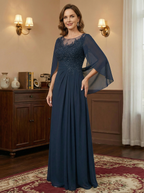 A-Linien/Prinzessin Ausschnitt bodenlanges Mutter der Braut Kleid mit Plissees & Pailletten