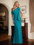 Trumpet/Mermaid Ein-Schulter Bodenlanges Stretch-Crêpe Kleid mit Schleife